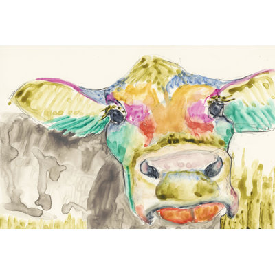 " Hifi Cow II " by Jennifer Goldberger Painting Print