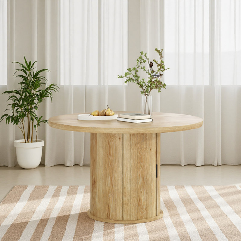 Table de salle à manger ronde 43 po pour 4 personnes, petite table de cuisine en bois avec base en métal robuste, table de salle à manger ronde moderne pour salle à manger, assemblage facile