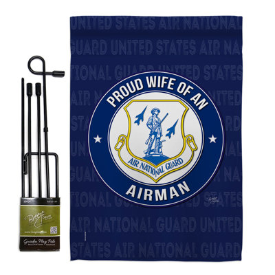2 côtés 19 po x 13 po Ensemble de drapeaux de jardin Air Force Proud Wife