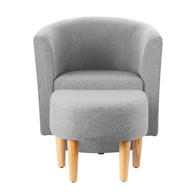  Fauteuil demi-tonneau pivotant avec repose-pieds Sharolynn