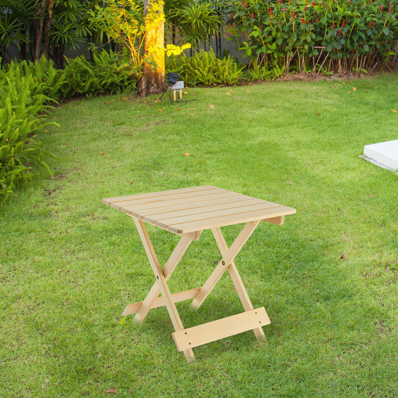 Foldable Outdoor Picnic Table, Natural Wood