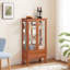 Armoire lumineuse en verre avec tablettes réglables et tiroir spacieux, parfait pour exposer du vin et des objets de collection-1233389367