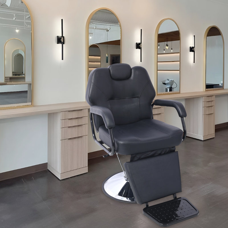 Fauteuil de coiffeur robuste avec dossier inclinable - Éponge haute densité, base en acier stable, avec capuchon