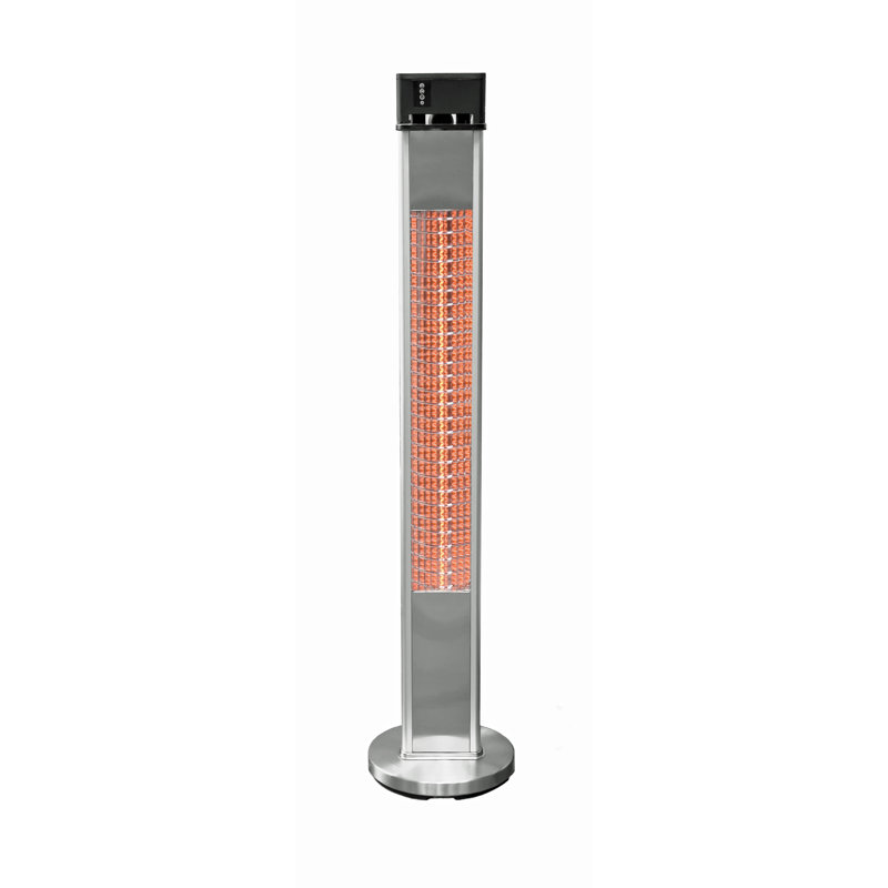 Silver Freestanding Infrared Electric Outdoor Heater with Emergency Shut Off