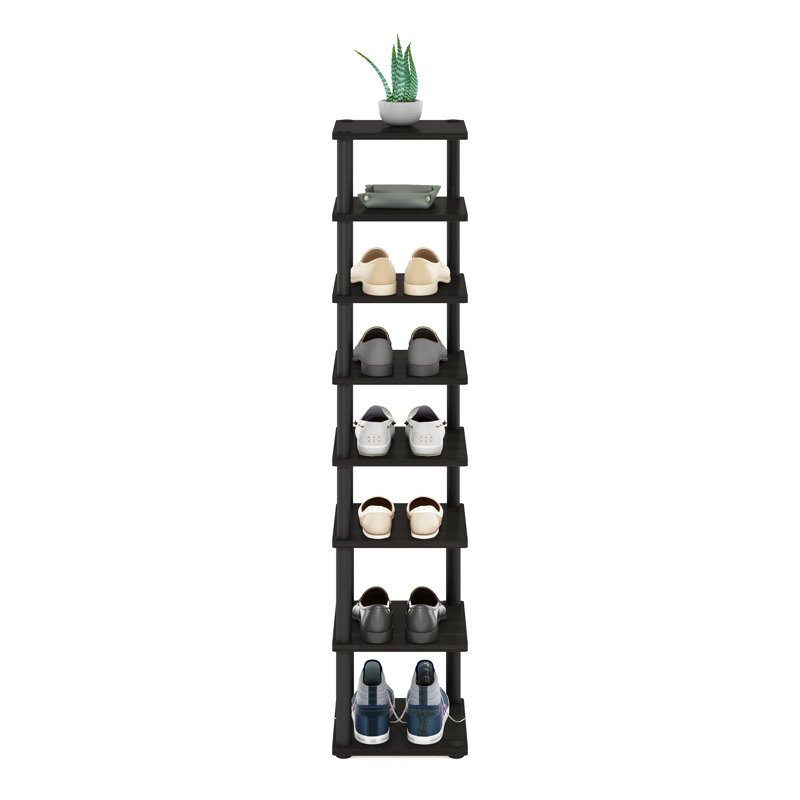 Ribh 7 Pair Shoe Rack, Espresso/Black