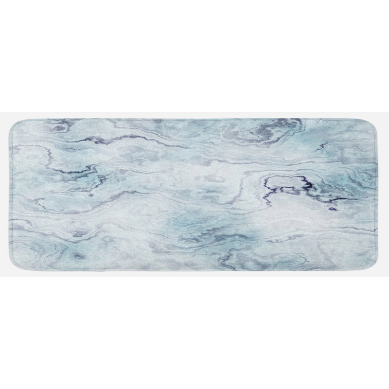 Tapis de cuisine en forme de motif ondulé clair et tons abstrait avec influences repose-pieds