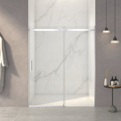 56"-60"W X 70"H Frameless Design Shower Door  - Sliding Opening Shower Door  - With Premium 5/16"(8Mm) Thick Tempered Glass Shower Enclosure Door,Double Side Easy Clean Coat