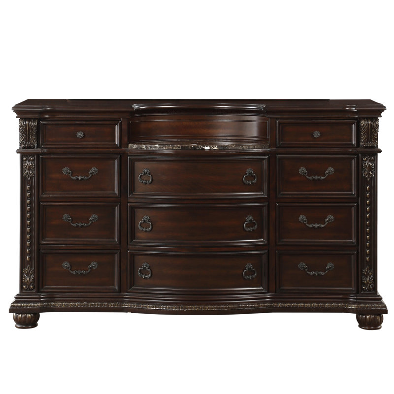 Commode 11 tiroirs Gethin, Cerise foncée