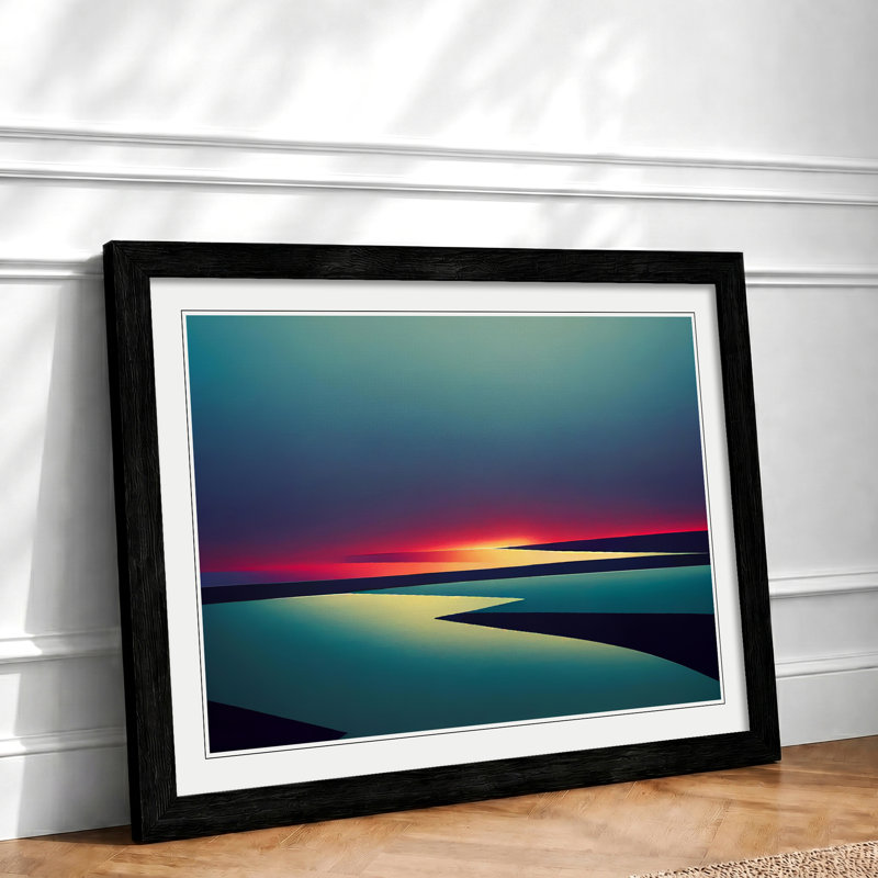 Abstract Ocean Scene - Framed Print, Black, 46cm H x 64cm W x 2cm D