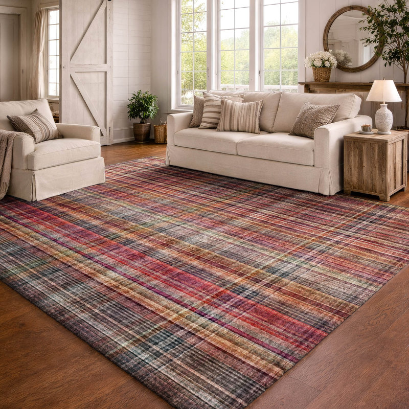 Tapis à carreaux de qualité supérieure lavable à la machine Dream Shag ADS541, Red, 8' x 10'