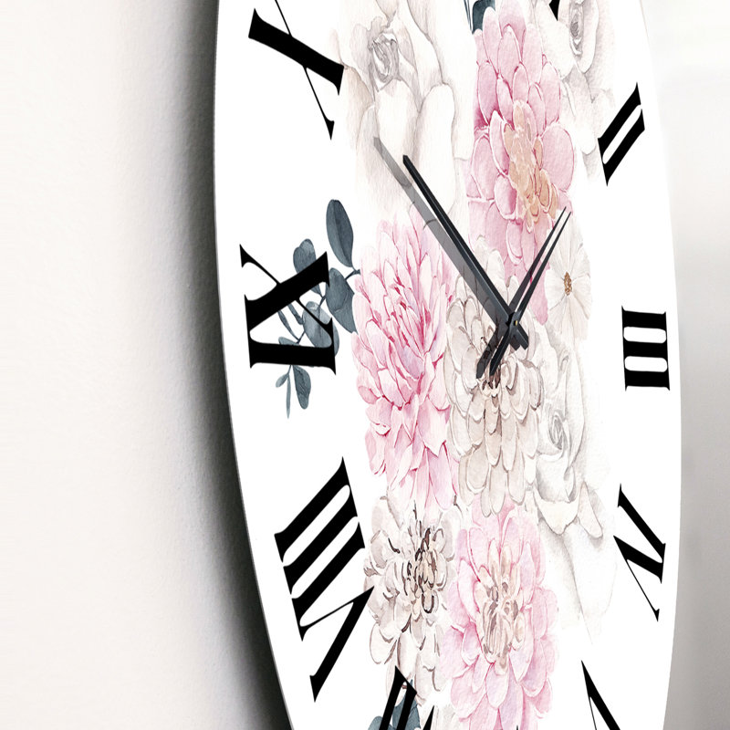 Bouquet d'hiver en fleurs pastel III - Horloge murale traditionnelle, Grand