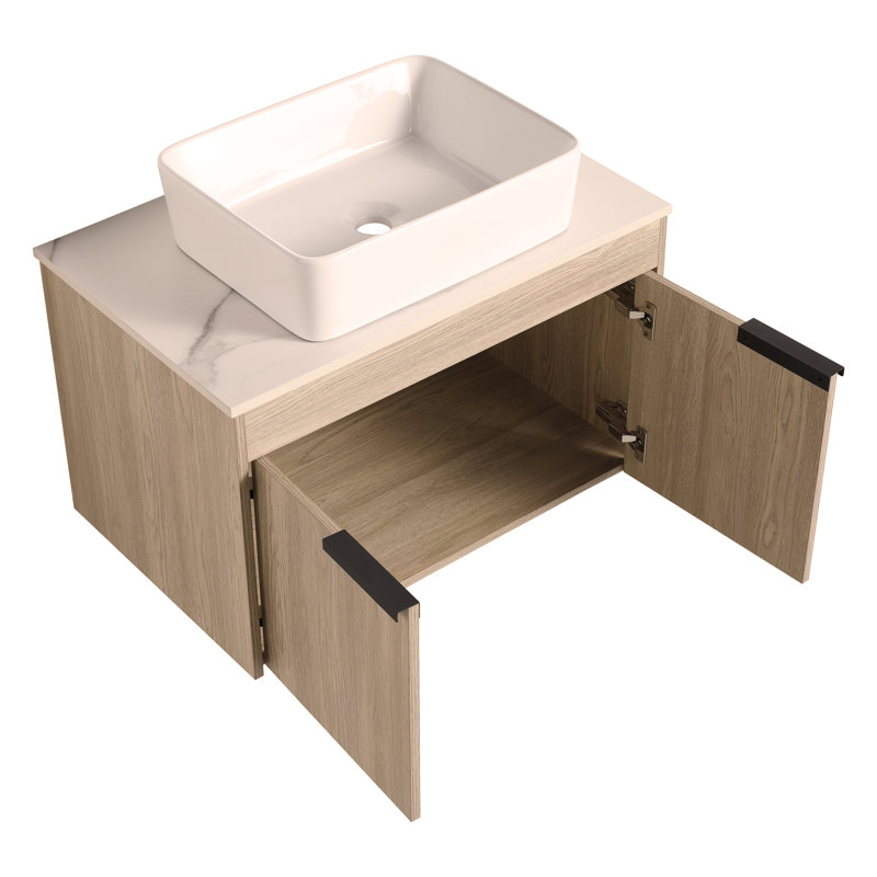 Ensemble de meuble-lavabo mural 30 po avec lavabo en céramique