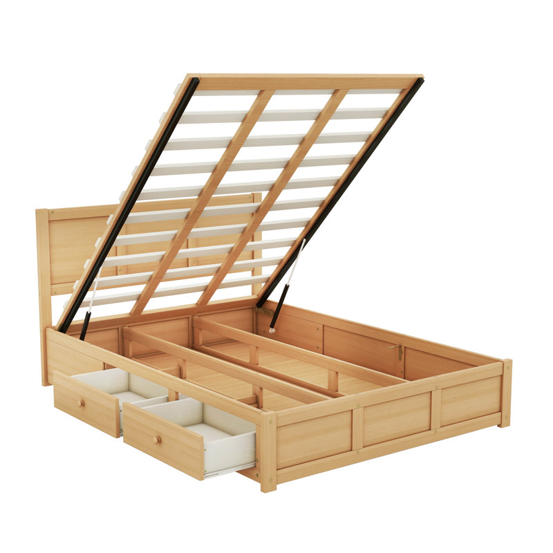 Laceymae Wood Platform Bed with Underneath Storage and 2 Drawers, Queen