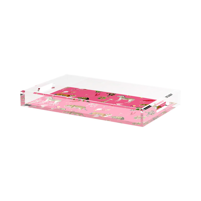 Dapper Rectangle Striped and Damask Decorative Tray, 2" H x 12.5" W x 7.75" D, Black