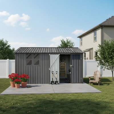 Abri de jardin avec fenêtre et étagères
