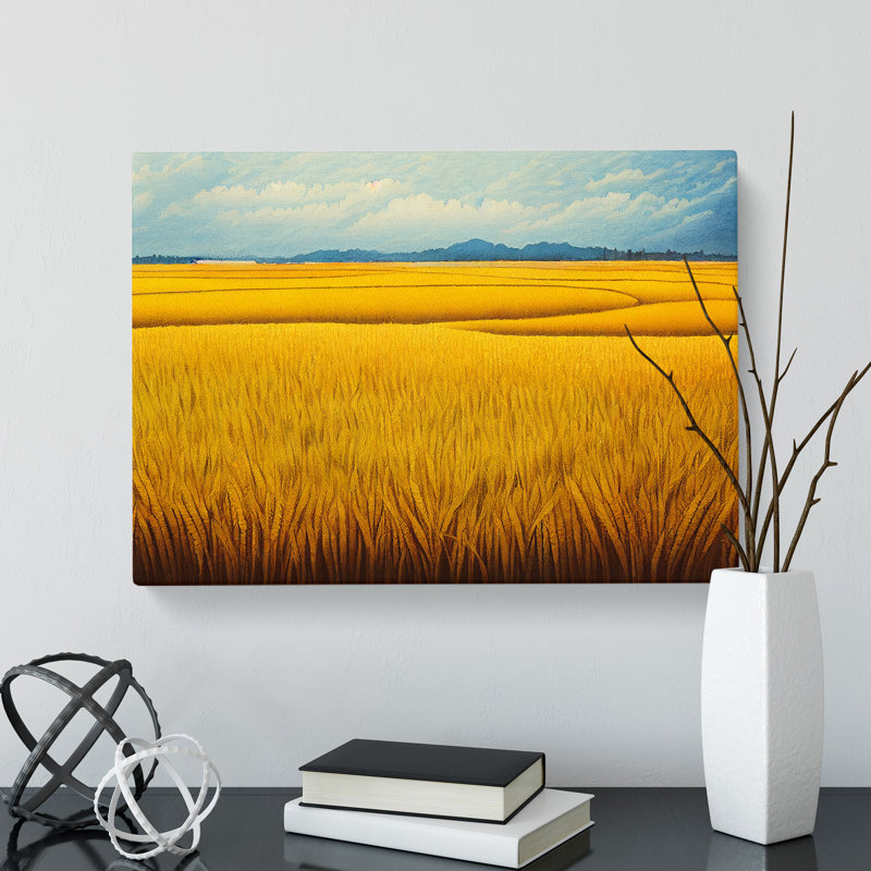 Watercolour Wheat Field Vol.4 - Wrapped Canvas, 50cm H x 76cm W x 3cm D