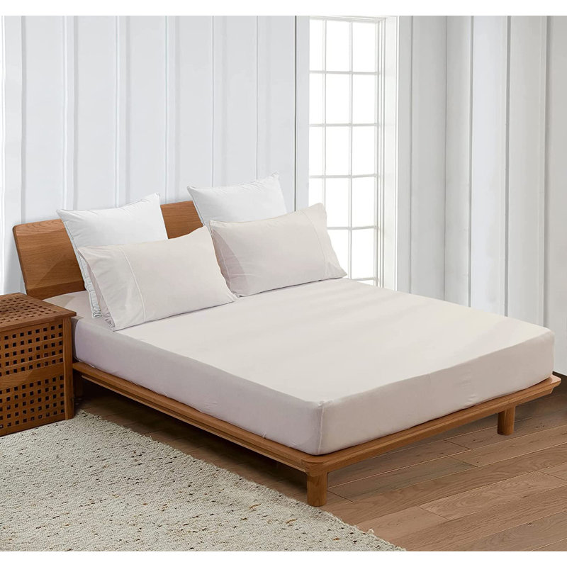 Delara GOTS Certified 100% Organic Cotton Sateen Fitted Sheet Set, 400TC Long Staple, Soft & Breathable with Deep Pocket