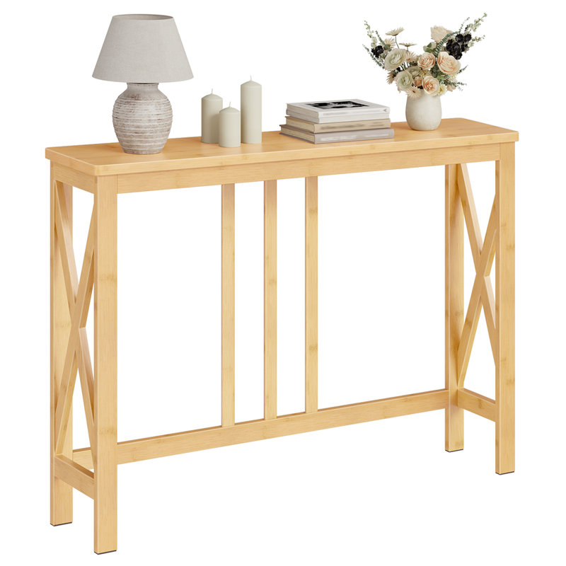 39,25 po l 39,4 po, console étroite, canapé en bambou pour petits espaces