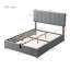 Lit plateforme tapissier avec système de rangement hydraulique - Gris-377685596
