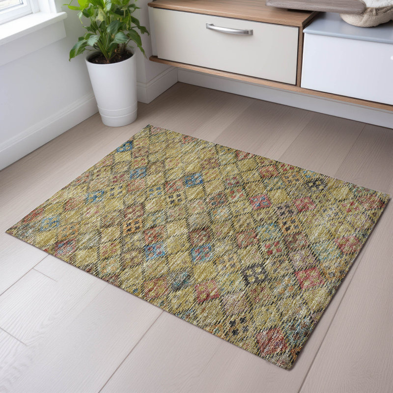 Premium Machine Washable Janicki AMF1081 Geometric Rug, Rectangle 1'8" x 2'6"