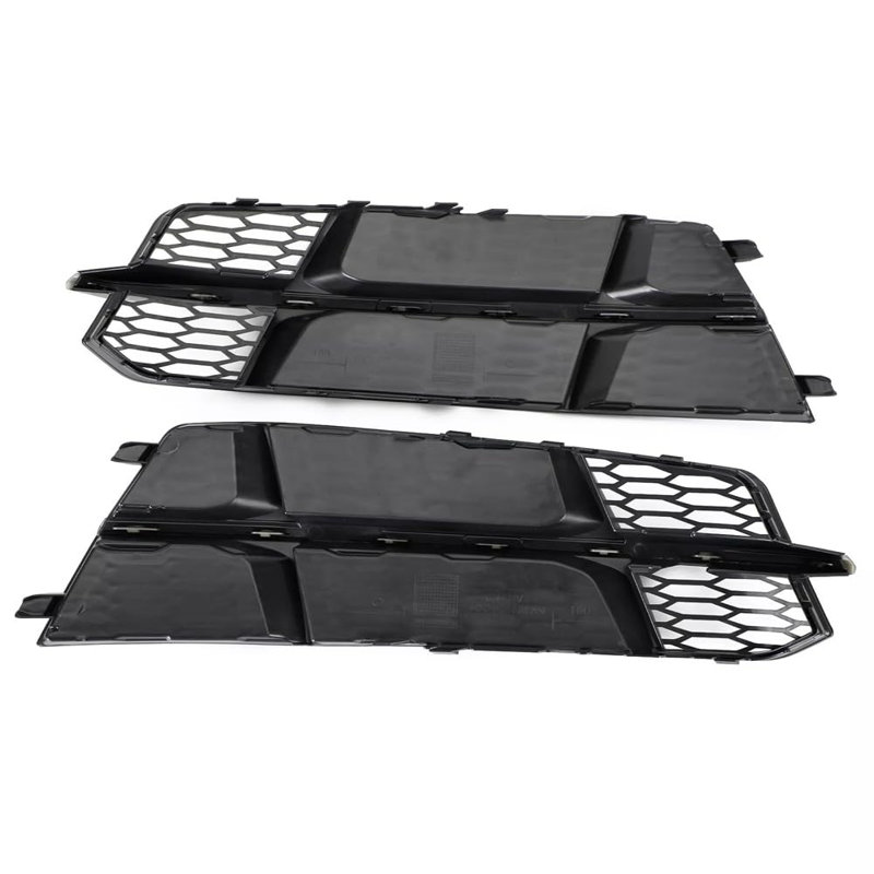 Pair of Gloss Black Honeycomb Fog Light Grille Covers for Audi A6 C7 S-Line and S6, 2015–2018
