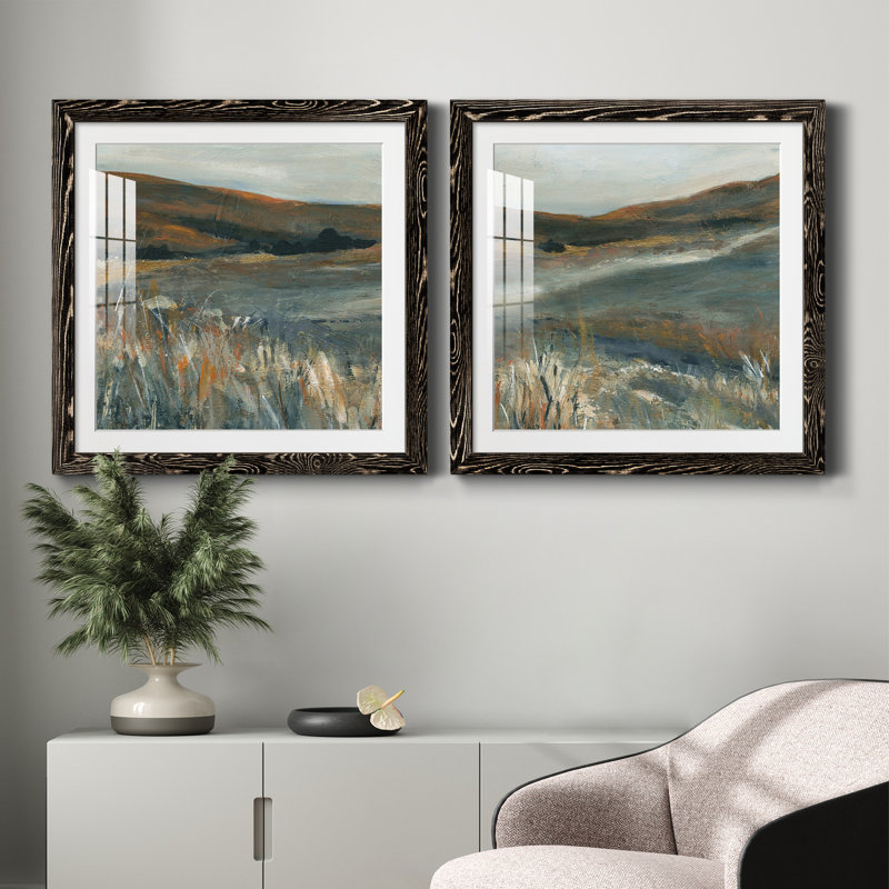 Copper Dusk I - ensemble de 2 peintures encadrées, H 35,5 po x l 71 po x P 1,5 po, Cadre noir