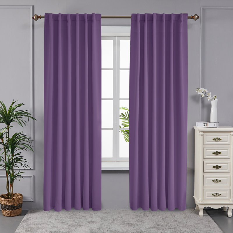Taburao Back Tab Room Darkening Curtain Pair, 42" W x 95" L, Purple