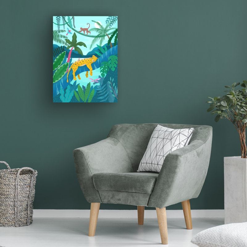 «Jungle Leopard» sur toile par Petra Lizde, H 32 po x l 24 po x P 2 po