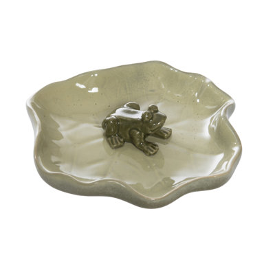 Plat à nénuphar en céramique avec grenouille, plateau décoratif, vert, céramique, plateau de table, salon, printemps, décoration intérieure