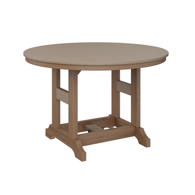 Garden Classic Outdoor Round Bar Table, Weatherwood, Antique Mahogany
