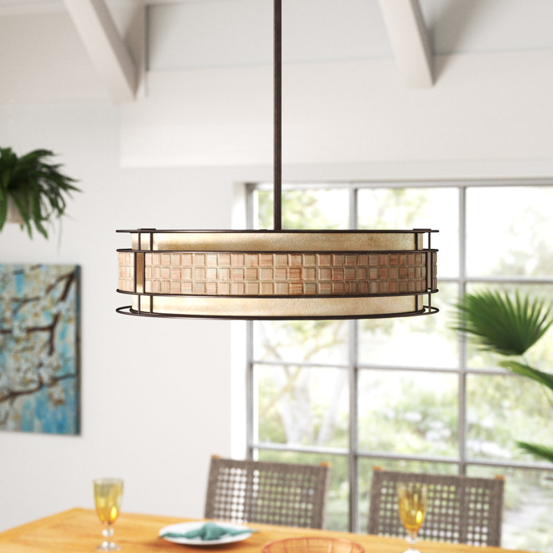 Luminaire suspendu tambour simple 4 lumières Bashir