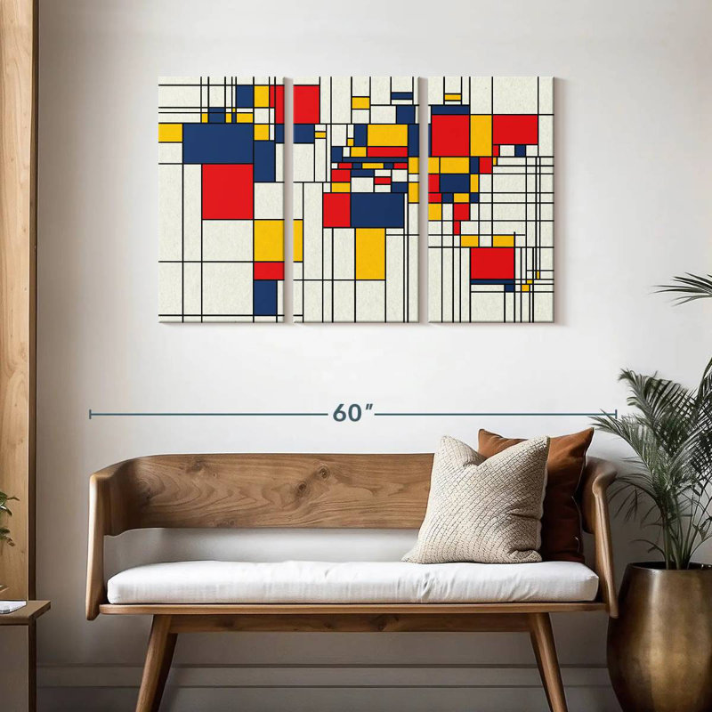Avery Abstract Squares World Map, 28" H x 45" W