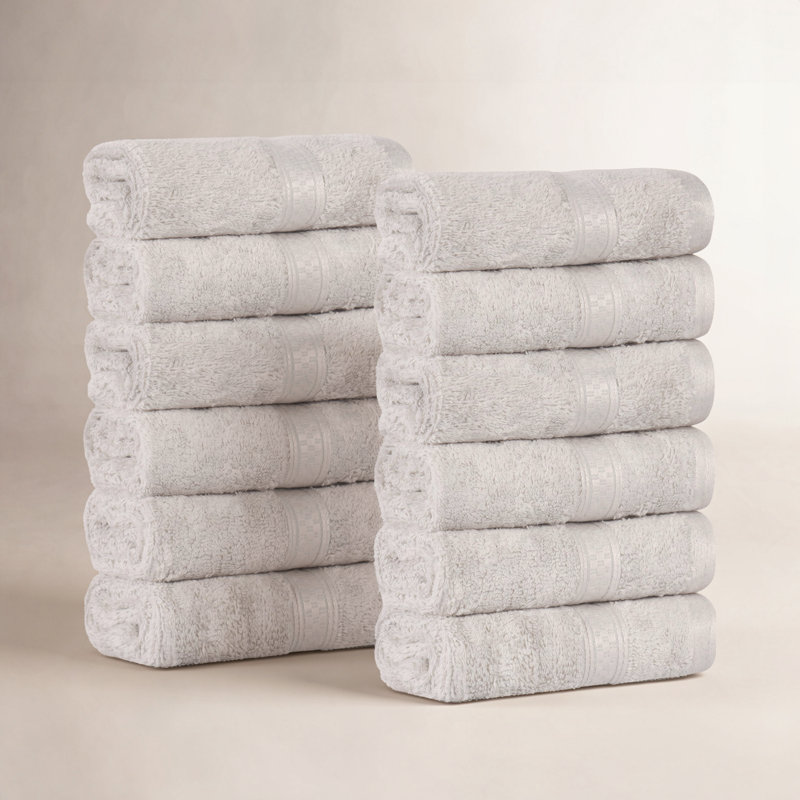 Nolhan 12 Piece Rayon from Bamboo Washcloth Towel Set, Chrome