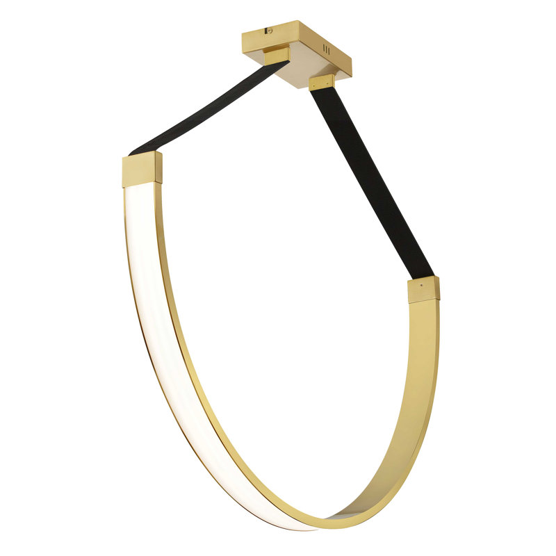Carlheinz 1 - Light LED Single Pendant, Aged Brass, 21.75" H x 40" W x 2.5" D