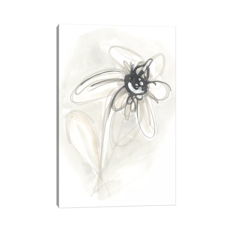 Neutral Floral Gesture V by June Erica Vess - Wrapped Canvas Painting, 20.32 cm H x 30.48 cm W