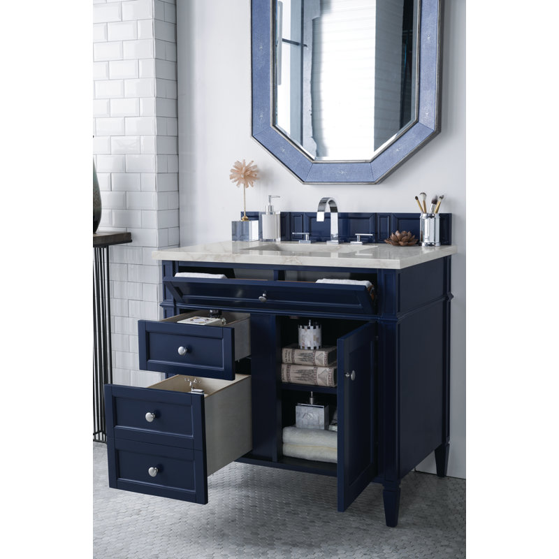 Brittany 36 in. Single Vanity, Victory Blue, Victorian Silver, 8" Widespread