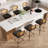 Stylish Swivel Counter Stool With Soft Upholstered Rattan Back-117494453-117494454