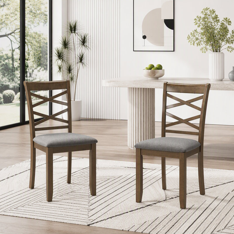 Ensemble de 4 chaises de salle à manger à dossier croisé en noyer, design moderne, Walnut & Double X-Back