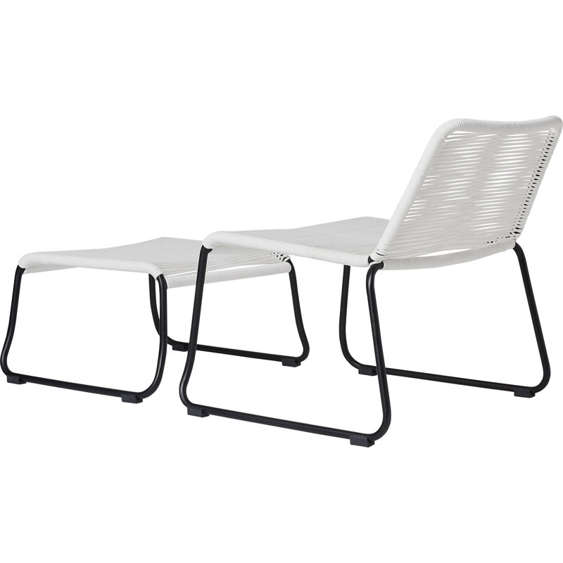 Barclay Patio Chair and Ottoman, White Cord