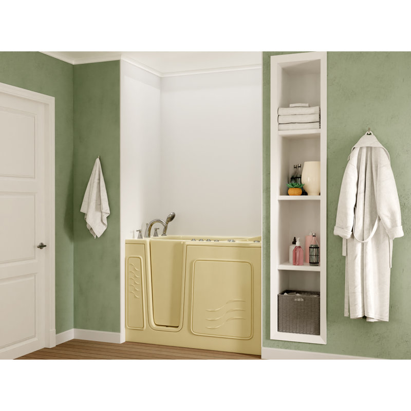 Therapeutic Tubs 30 in. x 53 in. Left Drain Quick Fill Walk-In Whirlpool and Air Tub with Powered Fast Drain in Biscuit, Left