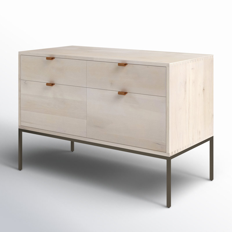 Trey 4 - Drawer Solid Wood File Cabinet, Whitewash