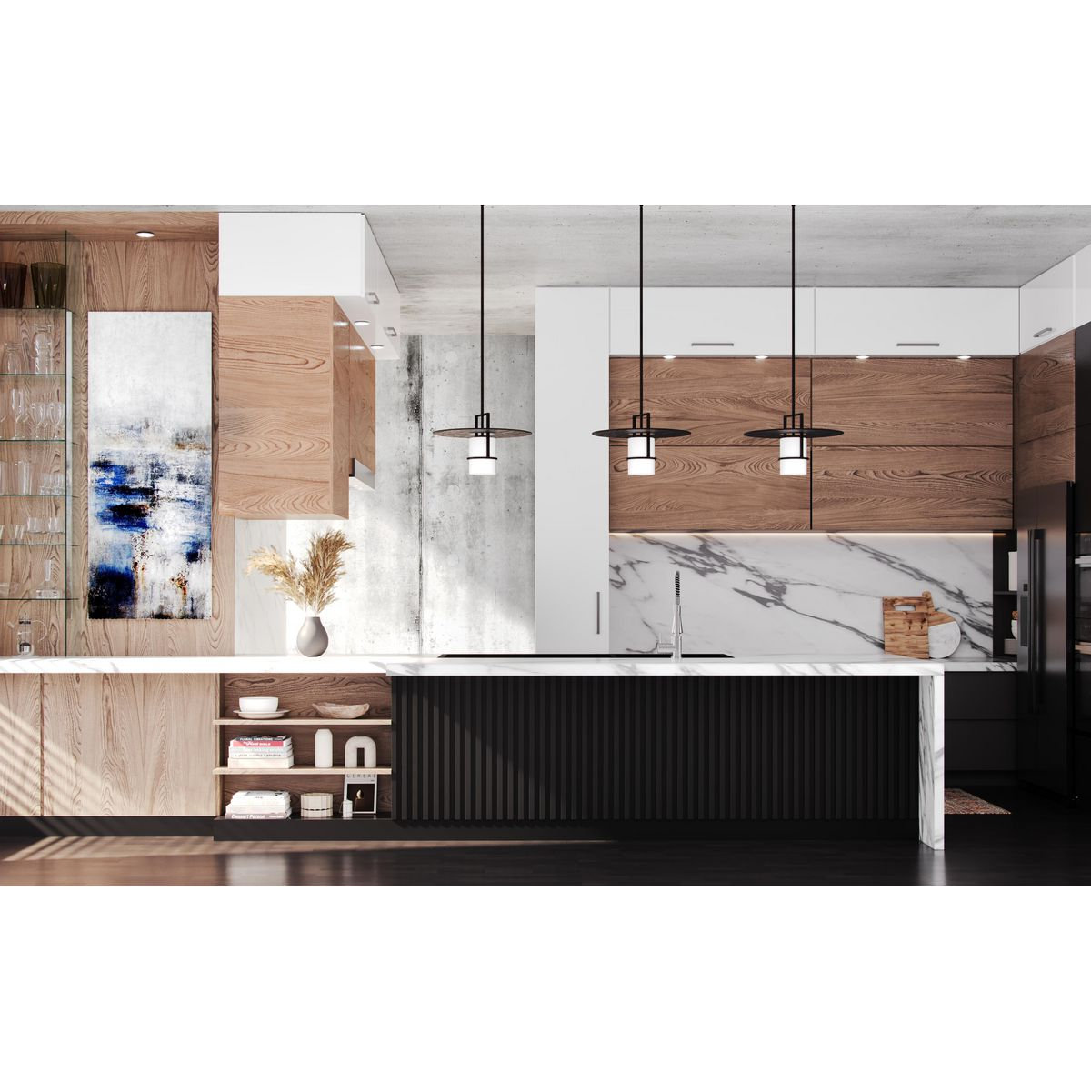 Cinder Single Light Etched Glass Dimmable Pendant, Matte Black