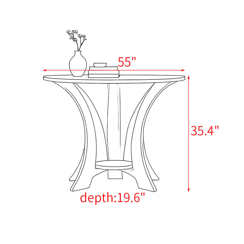 Table de véranda moderne et simple en bois, H 35,4 po x l 55 po x P 19,6 po