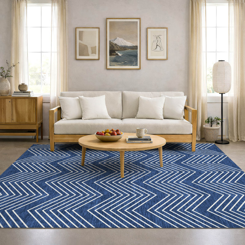 Tapis de qualité supérieure lavable à la machine Mayfield AMF2390, Marine, 3 pi x 5 pi