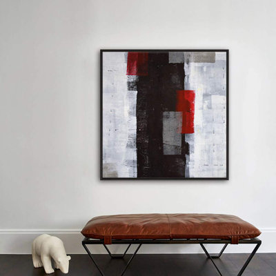 Color Blocks " Red, Black, White Gray Color Blocks Abstract Shapes Modern Art Alternative Colorful " Print