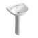 18 In. Round Ceramic Pedestal Combo Bathroom Sink In White With Overflow Drain