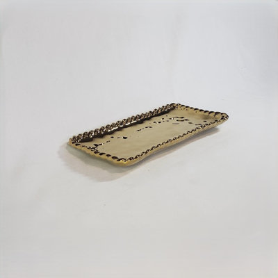 Plaque en céramique dorée avec rebord en corde 10,25 po
