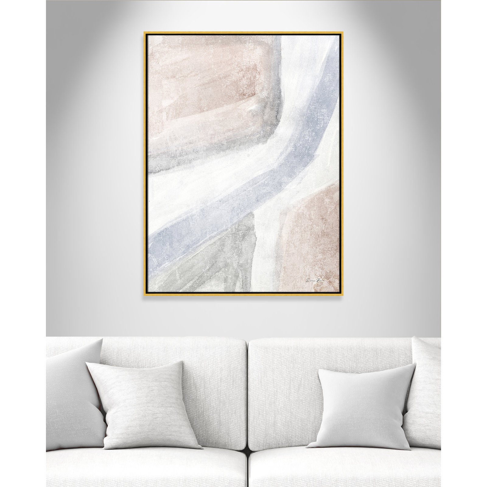 Helmsford "Soften 1" Painting, 41.5" H x 31.5" W x 2" D, Gold