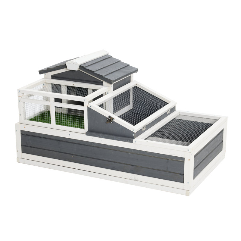 Enclos pour reptiles de 2 étages avec gazon, style luxueux et grande surface facile à assembler, espace pour animaux 3 pièces