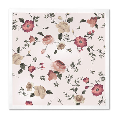 «Vintage Roses On Old Pink», reproduction d'art sur toile à motifs